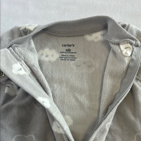Carter's Newborn Fleece Footie Pajamas Gray Cloud Onesie - Picture 3 of 6